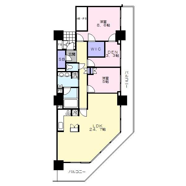 Floor plan. 2LDK+S, Price 57,800,000 yen, Occupied area 93.97 sq m , Balcony area 29.48 sq m