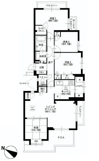 Floor plan. 4LDK, Price 34,900,000 yen, Occupied area 85.95 sq m , Balcony area 16.24 sq m