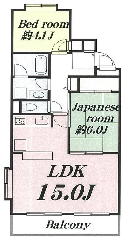 Floor plan. 2LDK, Price 15.4 million yen, Occupied area 57.96 sq m , Balcony area 5.4 sq m