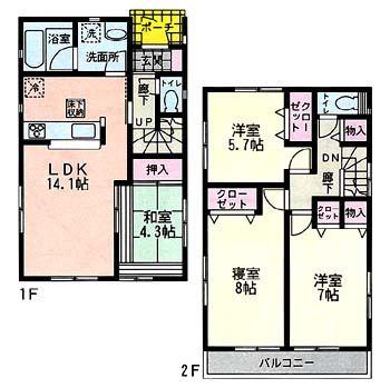 Floor plan. 37,800,000 yen, 4LDK, Land area 102.72 sq m , Building area 90.72 sq m