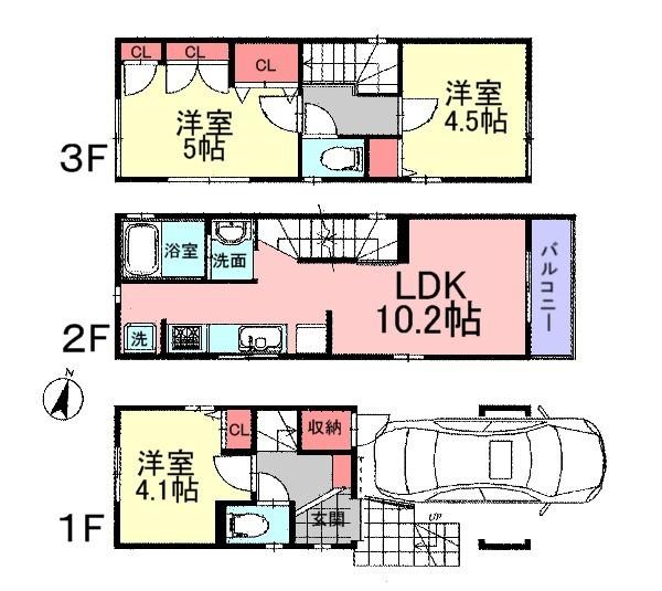 Floor plan. 25,800,000 yen, 3LDK, Land area 40.33 sq m , Building area 72.63 sq m under the floor storage, Outdoor with storage! Storage is abundant 3LDK.