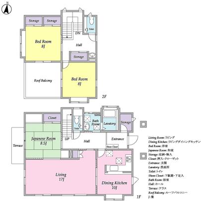 Floor plan. All room 8 or more, Living 17 tatami, There 10 tatami dining kitchen. 