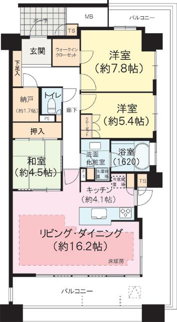 Floor plan. 3LDK + S (storeroom), Price 69,800,000 yen, Occupied area 92.62 sq m , Balcony area 37.31 sq m