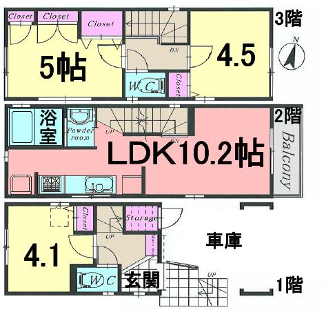 Floor plan. 25,800,000 yen, 3LDK, Land area 40.33 sq m , Building area 72.63 sq m