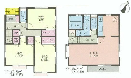 Floor plan. 44,800,000 yen, 3LDK, Land area 101.9 sq m , Building area 87.77 sq m