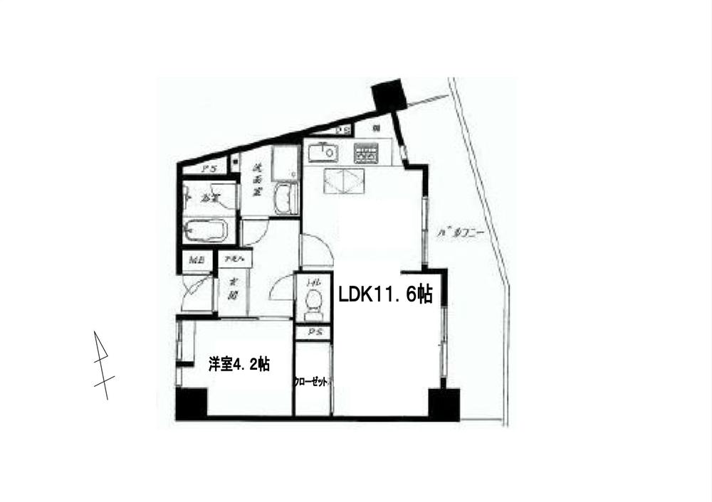 Floor plan. 1LDK, Price 8.8 million yen, Occupied area 40.67 sq m , Balcony area 9.49 sq m