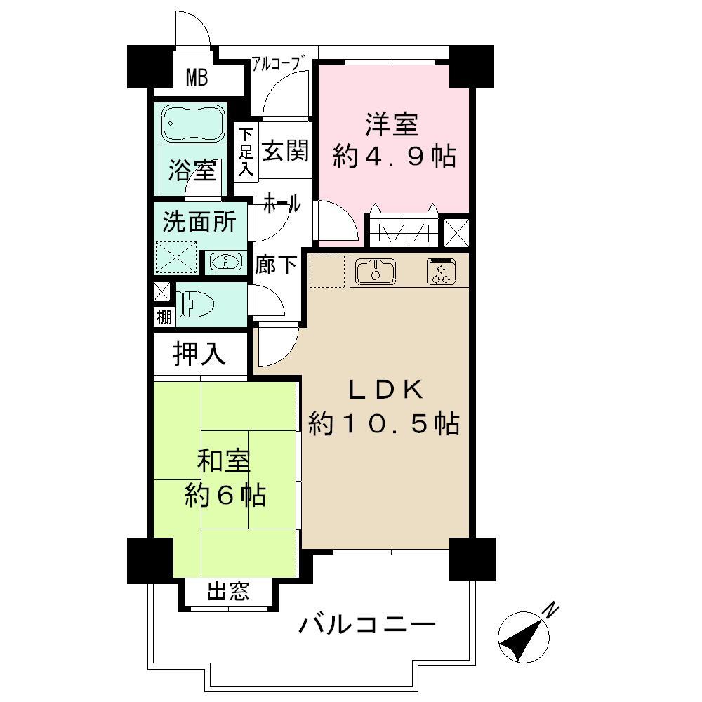 Floor plan. 2LDK, Price 17.8 million yen, Occupied area 49.95 sq m , Balcony area 11.87 sq m