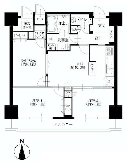 Floor plan. 2LDK+S, Price 29.4 million yen, Occupied area 63.72 sq m , Balcony area 8 sq m