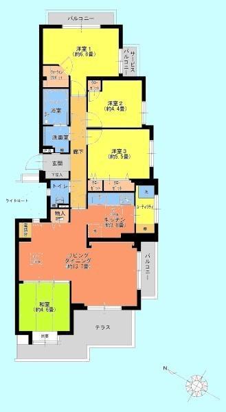 Floor plan. 4LDK, Price 34,900,000 yen, Occupied area 85.95 sq m , Balcony area 16.24 sq m