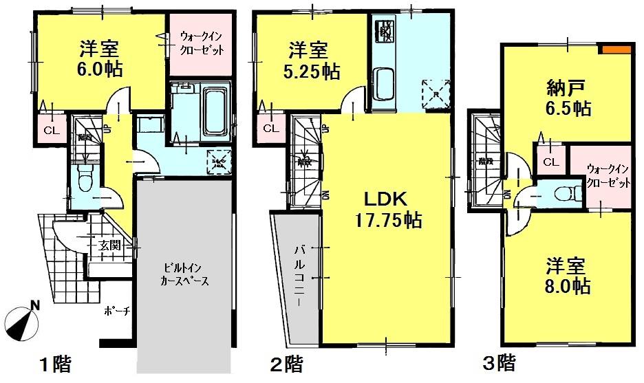 Floor plan. (1 Building), Price 39,800,000 yen, 3LDK+S, Land area 69.33 sq m , Building area 111.78 sq m