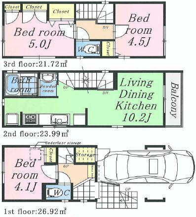 Floor plan. 25,800,000 yen, 3LDK, Land area 40.33 sq m , Building area 72.63 sq m