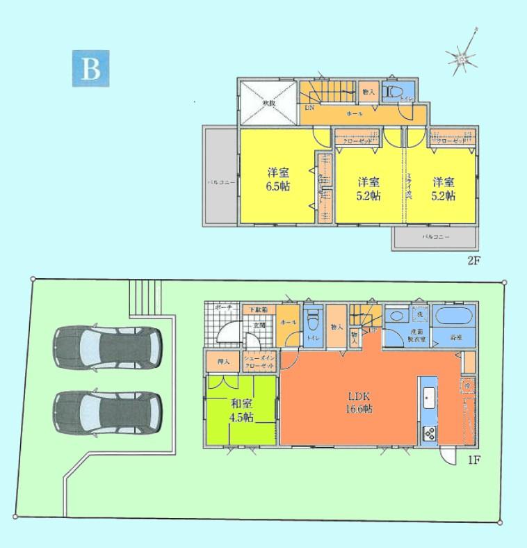 Floor plan. (B Building), Price 41,800,000 yen, 3LDK, Land area 167.26 sq m , Building area 96.46 sq m