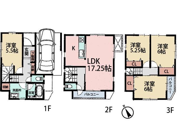 Floor plan. (Building 2), Price 33,800,000 yen, 4LDK, Land area 68.66 sq m , Building area 105.54 sq m