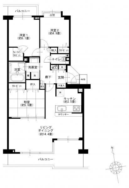 Floor plan. 3LDK, Price 26,900,000 yen, Occupied area 76.35 sq m , Balcony area 20.25 sq m