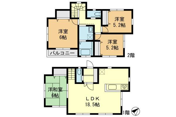 Floor plan. (B Building), Price 38,800,000 yen, 4LDK, Land area 199.65 sq m , Building area 98.55 sq m