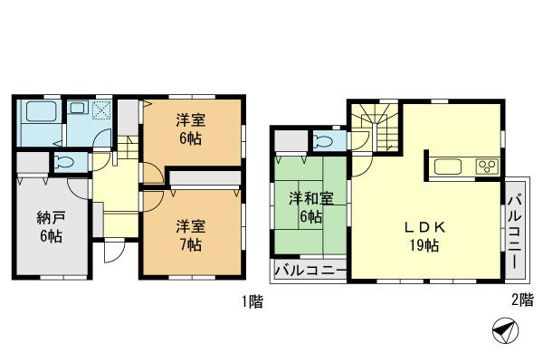Floor plan. (A Building), Price 40,800,000 yen, 3LDK+S, Land area 174.9 sq m , Building area 96.89 sq m