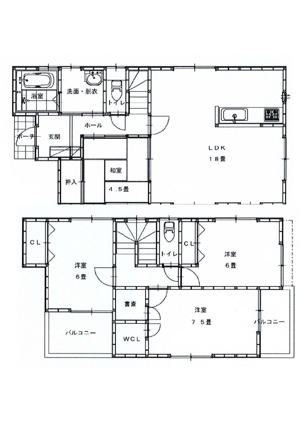 Building plan example (floor plan). Building plan example (Building 2) 4LDK, Land price 24,300,000 yen, Land area 110.25 sq m , Building price 15 million yen, Building area 101.02 sq m