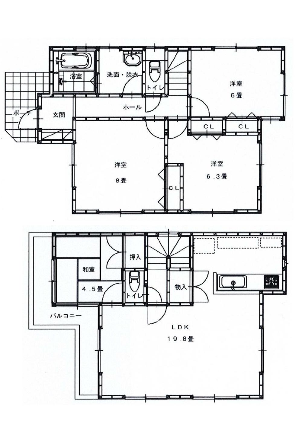 Building plan example (floor plan). Building plan example (Building 3) 3LDK, Land price 20,300,000 yen, Land area 107.21 sq m , Building price 15 million yen, Building area 100.6 sq m