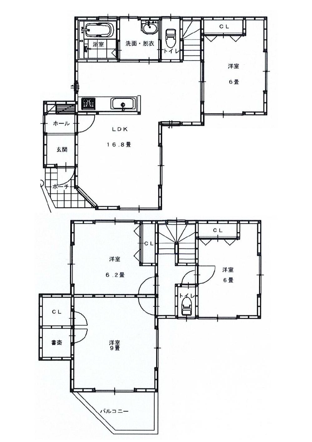Building plan example (floor plan). Building plan example (4 Building) 4LDK, Land price 20.8 million yen, Land area 105.84 sq m , Building price 15 million yen, Building area 101.43 sq m