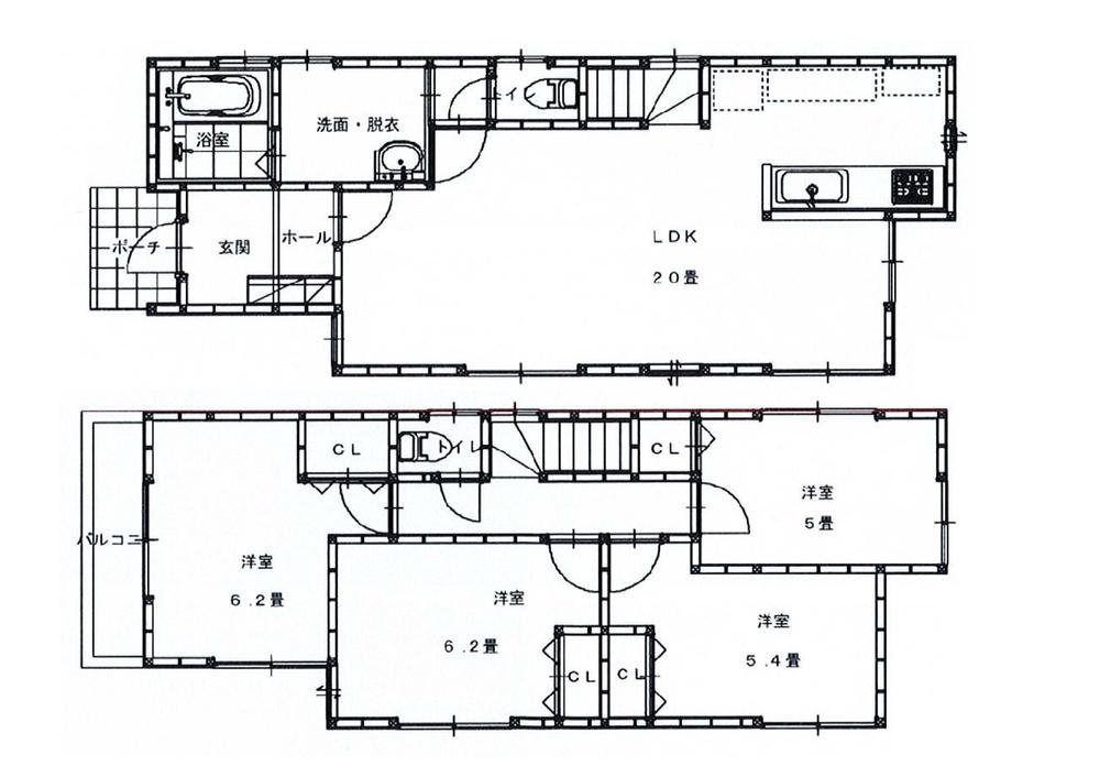 Building plan example (floor plan). Building plan example (8 Building) 4LDK, Land price 20,300,000 yen, Land area 155.02 sq m , Building price 15 million yen, Building area 97.71 sq m