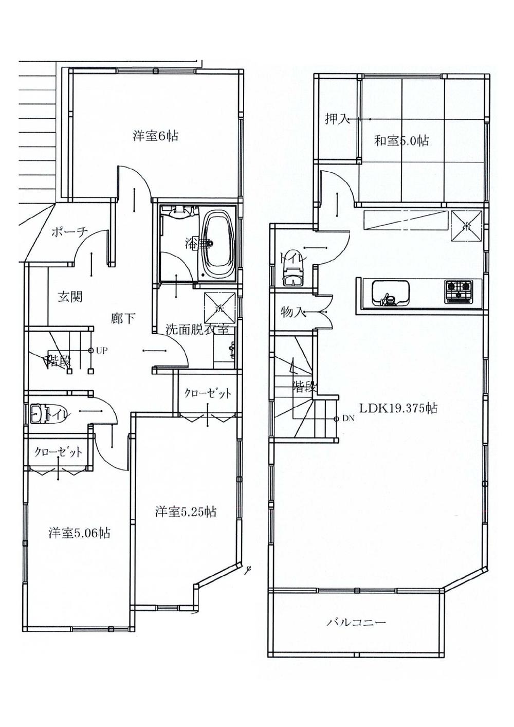 Building plan example (floor plan). Building plan example (10 Building) 4LDK, Land price 20,300,000 yen, Land area 102.56 sq m , Building price 15 million yen, Building area 93.78 sq m