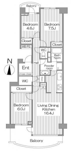 Floor plan. 3LDK, Price 23,900,000 yen, Occupied area 81.78 sq m , Balcony area 14.46 sq m