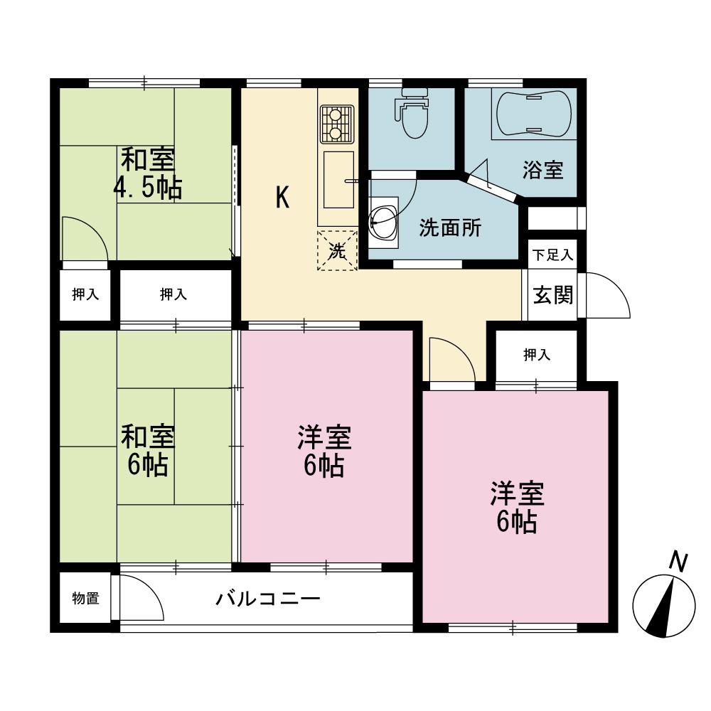 Floor plan. 4K, Price 5.5 million yen, Occupied area 53.26 sq m , Balcony area 4.1 sq m