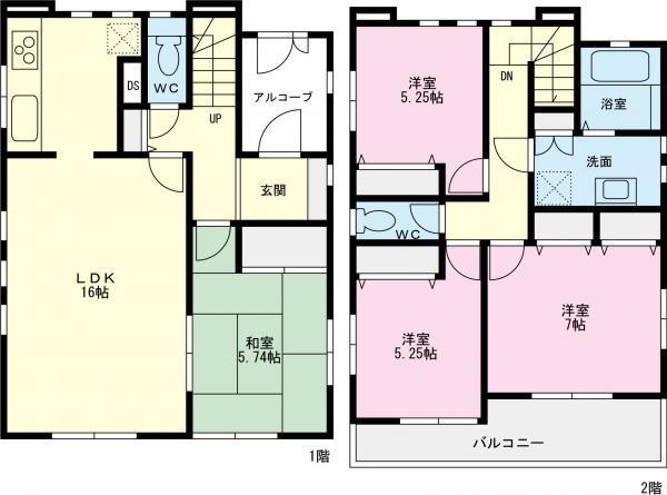 Floor plan. 44,800,000 yen, 4LDK, Land area 135.06 sq m , Building area 97.74 sq m