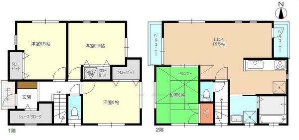 Floor plan. (B Building), Price 41,900,000 yen, 4LDK, Land area 100.2 sq m , Building area 97.29 sq m