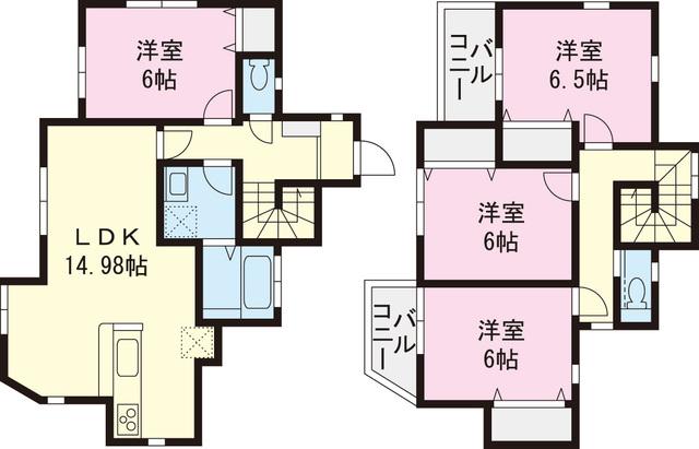Floor plan. 34,958,000 yen, 4LDK, Land area 136.67 sq m , Building area 97.26 sq m
