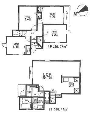 Building plan example (floor plan). Building plan examples (No.1) 4LDK, Land price 24,800,000 yen, Land area 131.29 sq m , Building price 11,158,000 yen, Building area 97.71 sq m