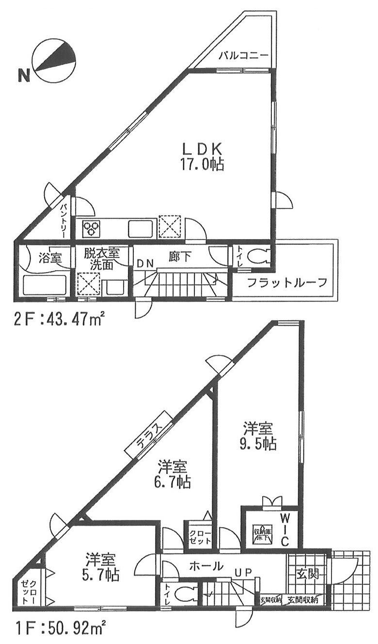 Building plan example (floor plan). Building plan example (No.3) 3LDK, Land price 20.8 million yen, Land area 125.08 sq m , Building price 1,158,000 yen, Building area 94.39 sq m
