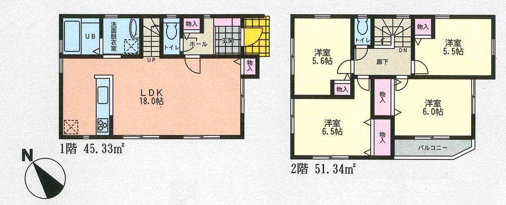 Floor plan. 41,800,000 yen, 4LDK, Land area 78.55 sq m , Building area 96.67 sq m