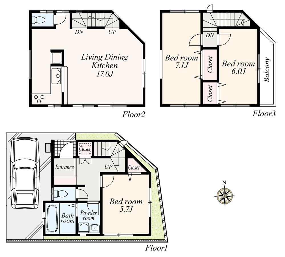 Floor plan. (9 Building), Price 28,958,000 yen, 3LDK, Land area 50 sq m , Building area 86.9 sq m