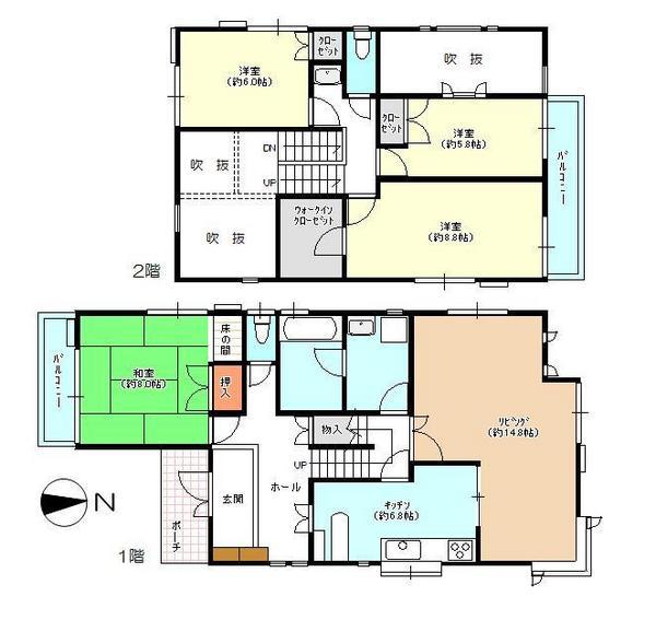 Floor plan. 38,800,000 yen, 4LDK + S (storeroom), Land area 236.62 sq m , Building with the atrium of the building area 130.52 sq m large 4LDK