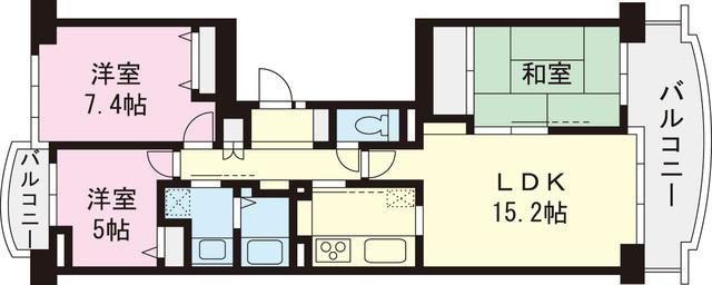 Floor plan. 3LDK, Price 21.9 million yen, Occupied area 76.28 sq m , Balcony area 12.41 sq m