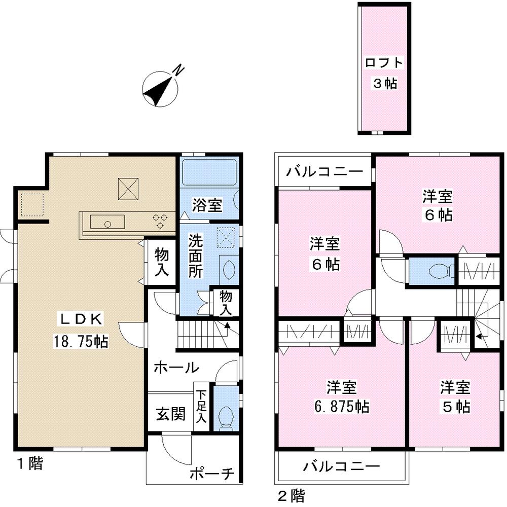 Floor plan. (1 Building), Price 42,800,000 yen, 4LDK, Land area 100.01 sq m , Building area 99.78 sq m
