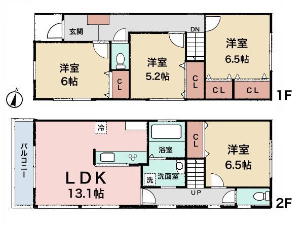 Floor plan. (A Building), Price 39,800,000 yen, 4LDK, Land area 89.74 sq m , Building area 91.29 sq m