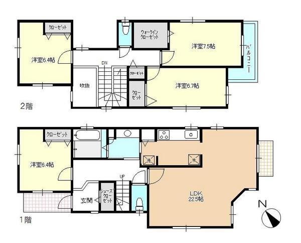 Floor plan. 49,800,000 yen, 4LDK + S (storeroom), Land area 299.66 sq m , Building area 116.62 sq m spacious 4LDK + walk-in closet