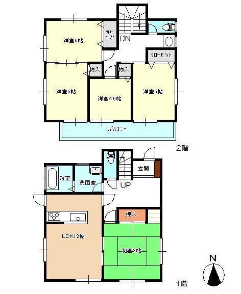 Floor plan. 15.8 million yen, 5LDK, Land area 174.13 sq m , Building area 107.37 sq m almost facing the south-facing
