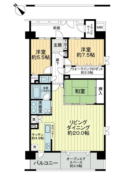 Floor plan. 3LDK, Price 32,800,000 yen, The area occupied 100.2 sq m , Balcony area 13.91 sq m indoor (May 2013) Shooting