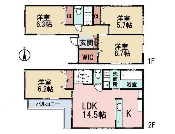 Floor plan. (A Building), Price 32,800,000 yen, 4LDK, Land area 76.76 sq m , Building area 90.04 sq m