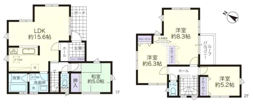 Floor plan. 42,800,000 yen, 4LDK, Land area 102.82 sq m , Building area 95.42 sq m