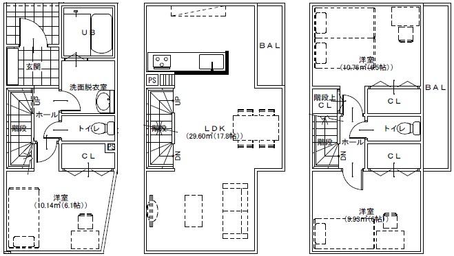 Floor plan. 28.8 million yen, 3LDK, Land area 62.04 sq m , Building area 88.8 sq m
