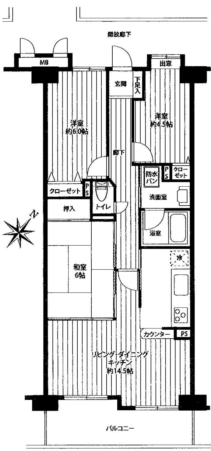 Floor plan. 3LDK, Price 26,800,000 yen, Occupied area 68.15 sq m , Balcony area 8.8 sq m