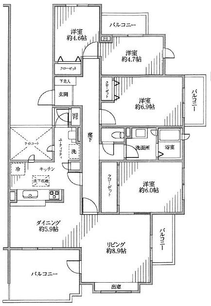 Floor plan. 4LDK, Price 18,800,000 yen, Occupied area 95.62 sq m , Balcony area 20.49 sq m three directions open preeminent of the floor plan and the day due to the room, 95.62 is a large 4LDK of sq m!