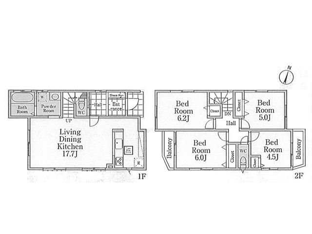 Floor plan. (Building 2), Price 36,800,000 yen, 4LDK, Land area 121.48 sq m , Building area 91.5 sq m