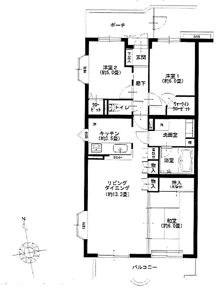 Floor plan. 3LDK, Price 25,300,000 yen, Occupied area 75.03 sq m , Balcony area 7 sq m