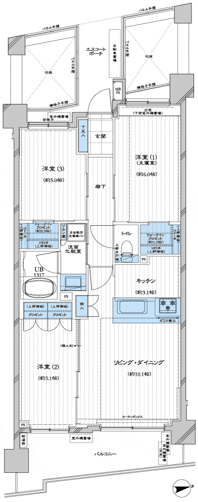 Floor: 3LD ・ K + 2WIC, the area occupied: 65.1 sq m