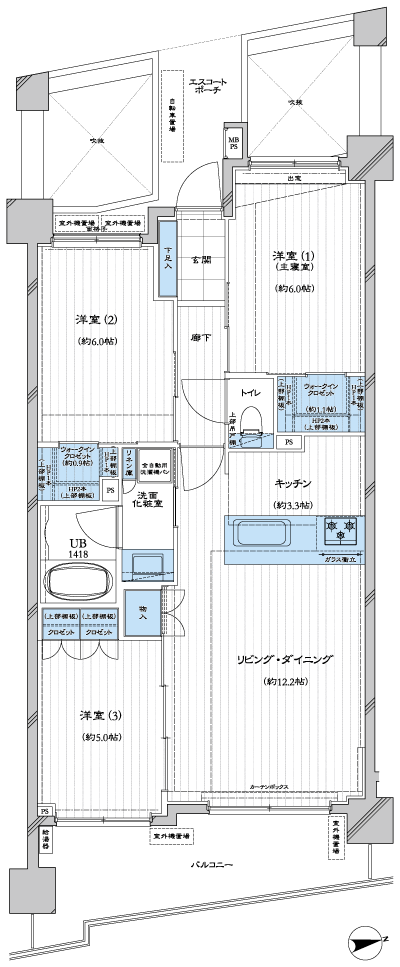 Floor: 3LD ・ K + 2WIC, occupied area: 70.11 sq m